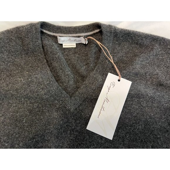 Enzo Mantovani Mens Cashmere V-Neck Knit Sweater Size XXL Charcoal Gray New BNWT - Picture 3 of 9